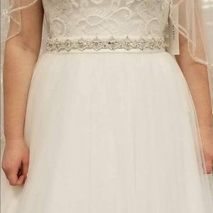 Davids Bridal Ivory Pearl/Rhinestone Belt, NWT